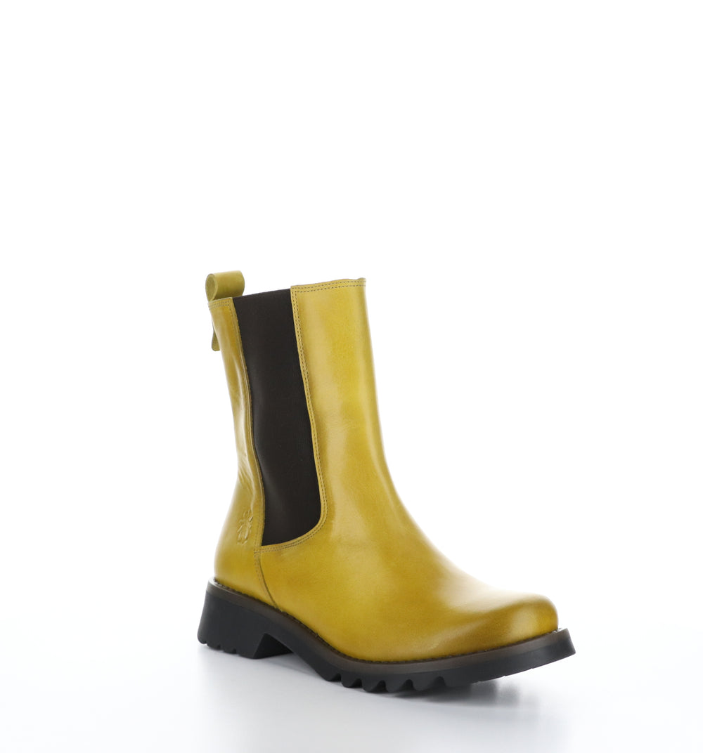 REIN795FLY Mustard Round Toe Boots|REIN795FLY Bottes à Bout Rond in Jaune