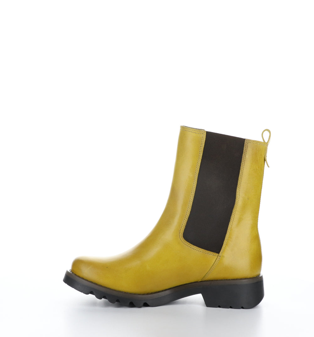 REIN795FLY Mustard Round Toe Boots|REIN795FLY Bottes à Bout Rond in Jaune