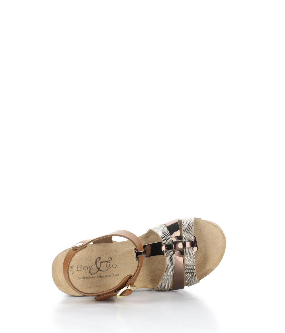 REVERE MULTI COPPER Wedge Sandals|REVERE Sandales Compensées in Cuivre