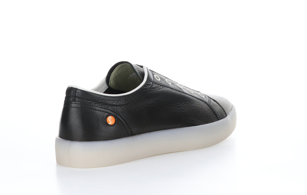 RION647SOF Smooth Black/White Slip-on Trainers|RION647SOF Baskets à Enfiler in Noir