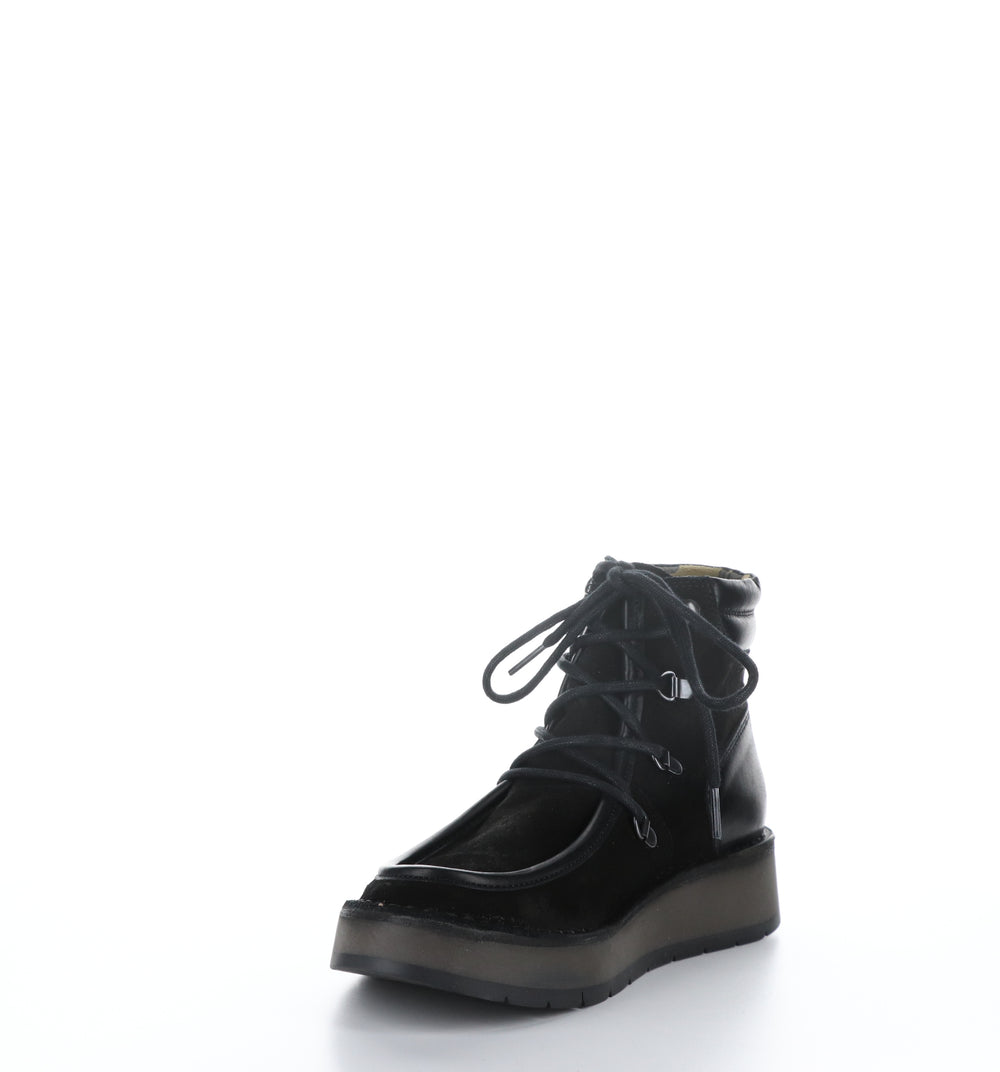 ROXA067FLY Black Round Toe Ankle Boots|ROXA067FLY Bottines à Bout Rond in Noir