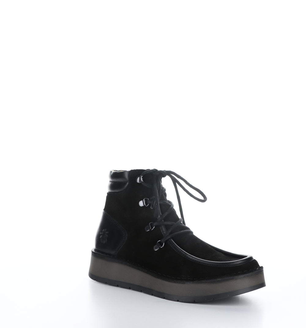 ROXA067FLY Black Round Toe Ankle Boots|ROXA067FLY Bottines à Bout Rond in Noir