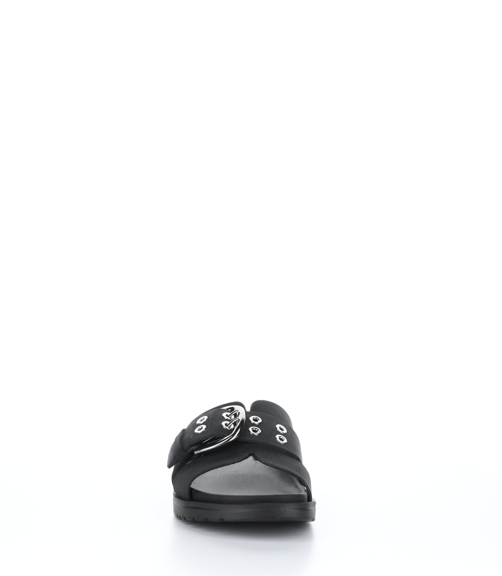 SALERNO Black Casual Slides|SALERNO Claquettes en Look Décontracté in Noir