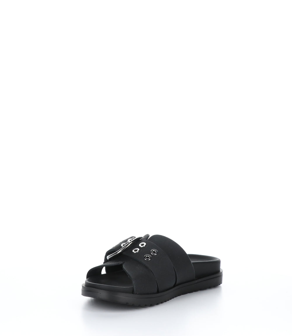 SALERNO Black Casual Slides|SALERNO Claquettes en Look Décontracté in Noir