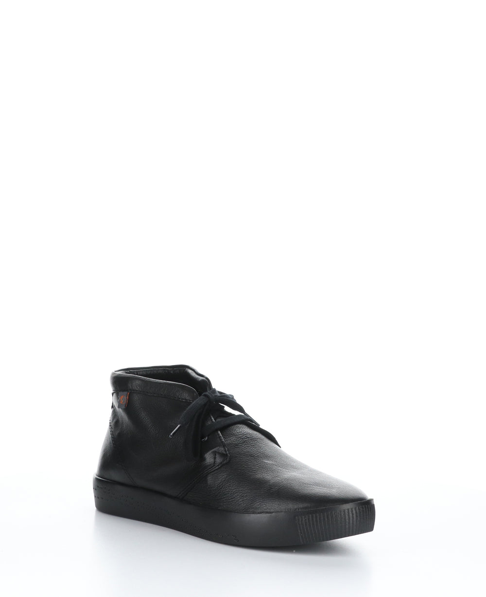 SIAL607SOF BLACK LEATHER Lace-up Ankle Boots|SIAL607SOF Chaussures à Bout Rond in Noir