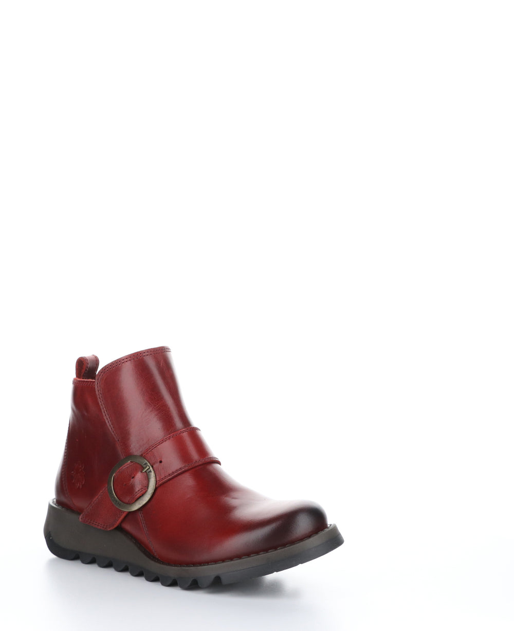 SIAS812FLY Red Zip Up Ankle Boots|SIAS812FLY Bottines avec Fermeture Zippée in Rouge