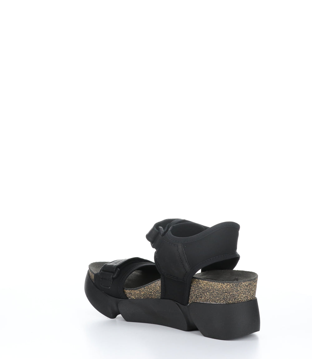 SIGO727FLY Stretch/Cupido Black Velcro Sandals|SIGO727FLY Sandales à Fermeture Velcro in Noir