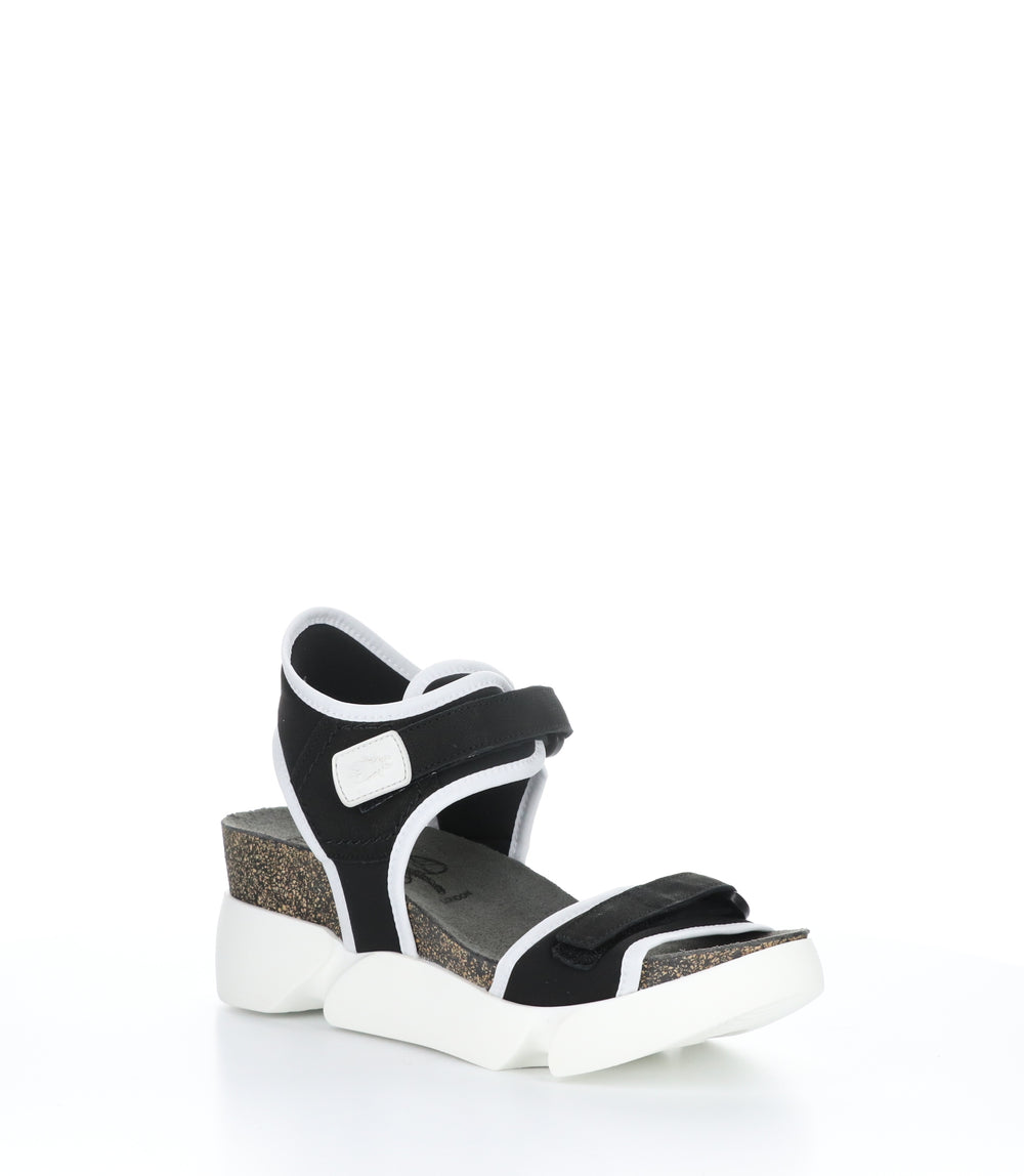 SIGO727FLY BLACK/WHITE Wedge Sandals|SIGO727FLY Chaussures à Bout Rond in Noir