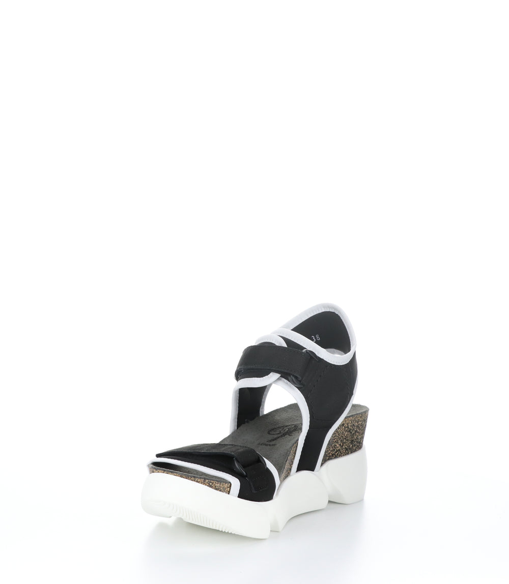 SIGO727FLY BLACK/WHITE Wedge Sandals|SIGO727FLY Chaussures à Bout Rond in Noir