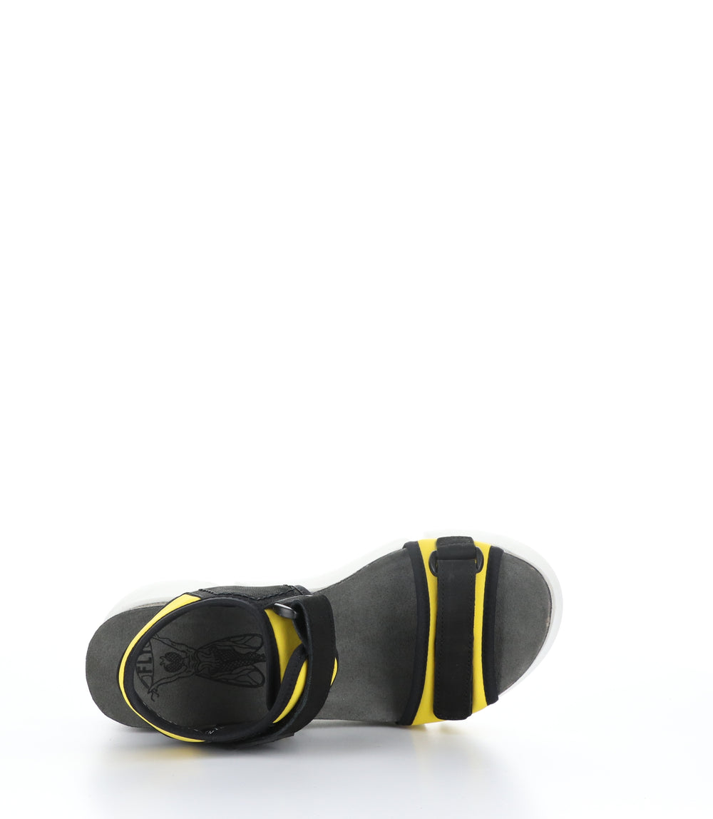 SIGO727FLY YELLOW/BLACK Wedge Sandals|SIGO727FLY Chaussures à Bout Rond in Jaune