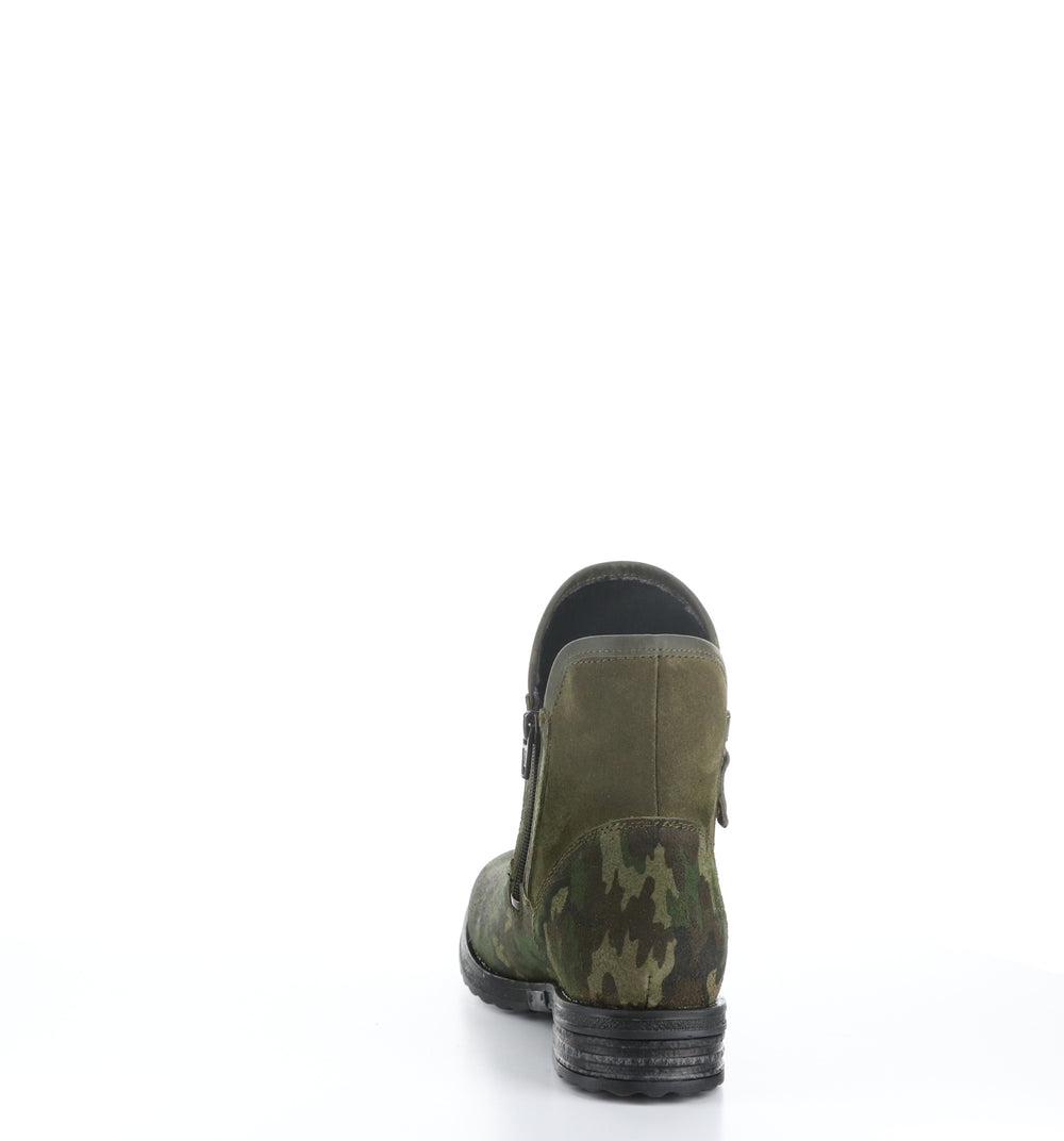 STRIVE Green/Olive Zip Up Ankle Boots|STRIVE Bottines avec Fermeture Zippée in Vert