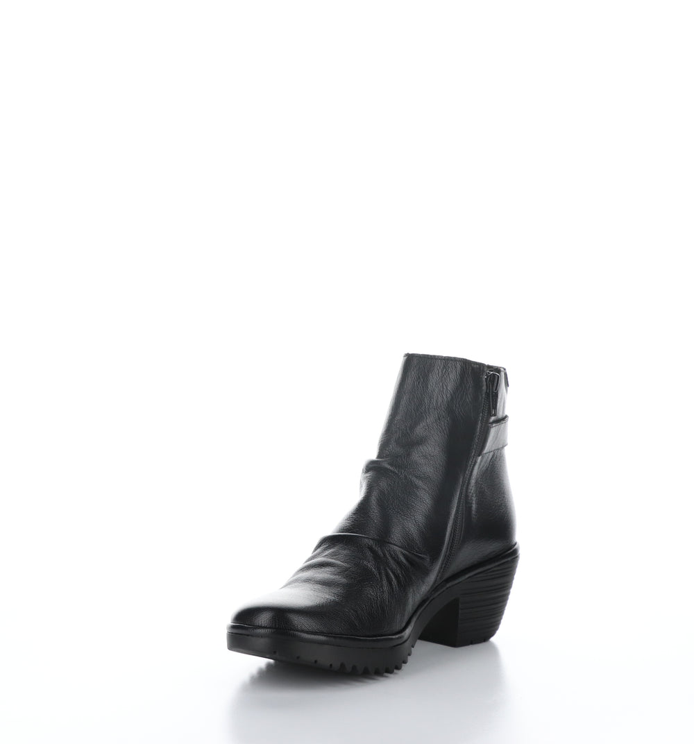 WINA346FLY Black Zip Up Ankle Boots|WINA346FLY Bottines avec Fermeture Zippée in Noir