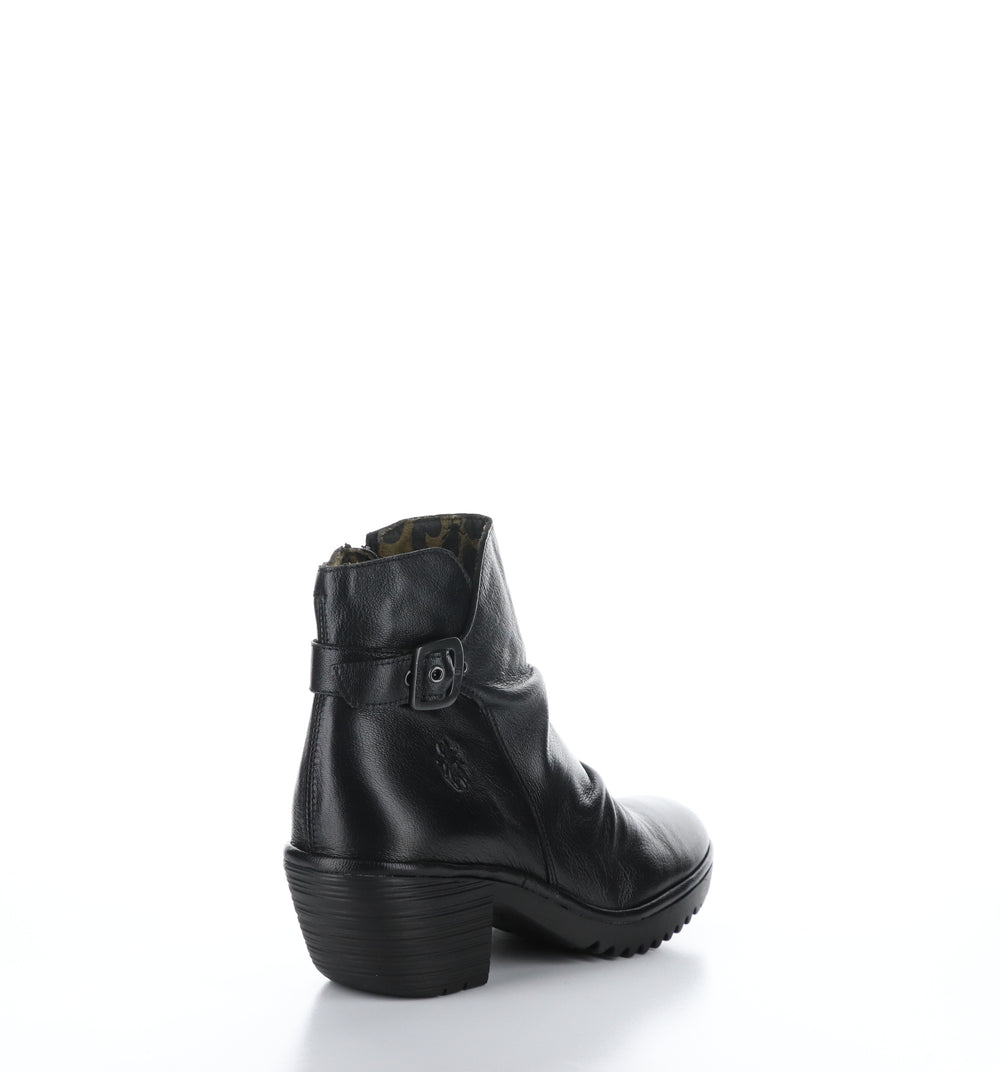 WINA346FLY Black Zip Up Ankle Boots|WINA346FLY Bottines avec Fermeture Zippée in Noir
