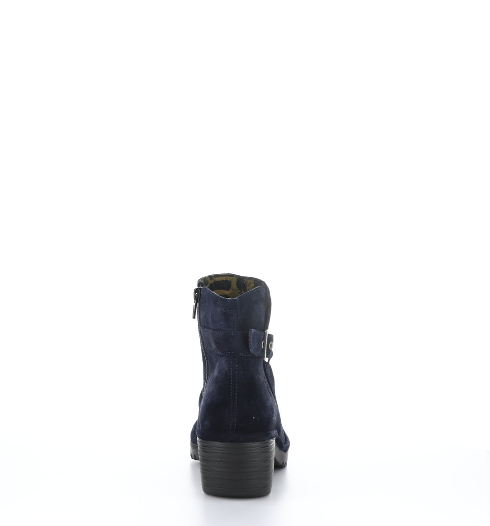 WINA346FLY Navy Zip Up Ankle Boots|WINA346FLY Bottines avec Fermeture Zippée in Bleu