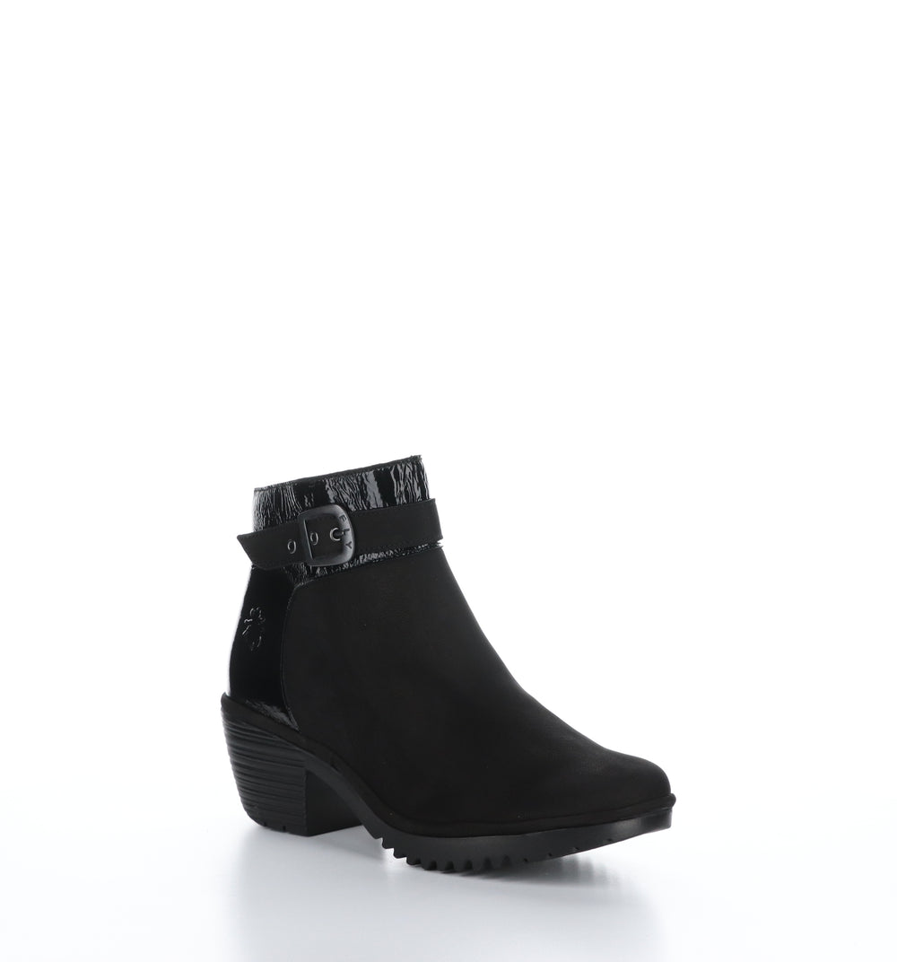 WISP342FLY Black Zip Up Ankle Boots|WISP342FLY Bottines avec Fermeture Zippée in Noir