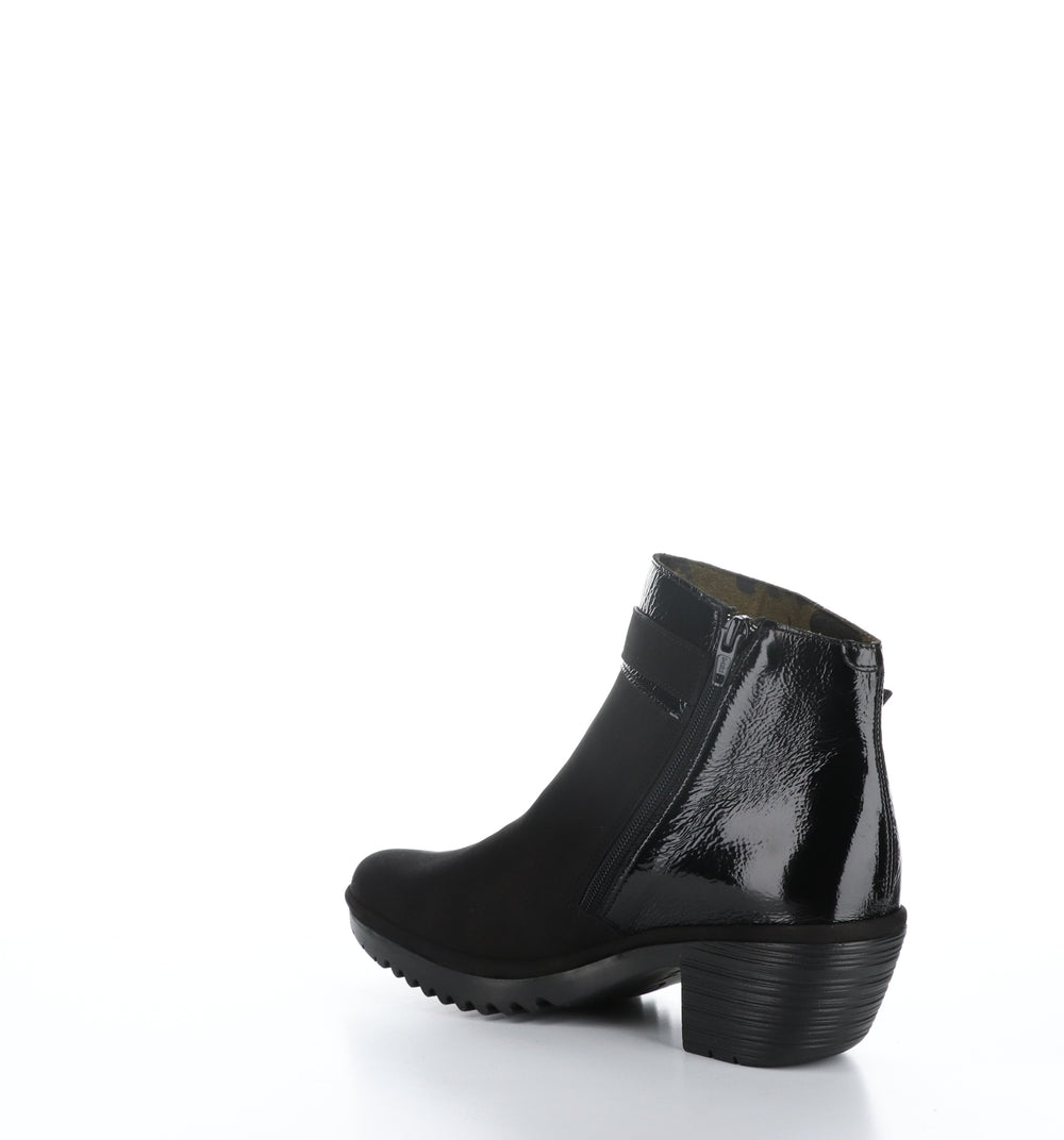 WISP342FLY Black Zip Up Ankle Boots|WISP342FLY Bottines avec Fermeture Zippée in Noir
