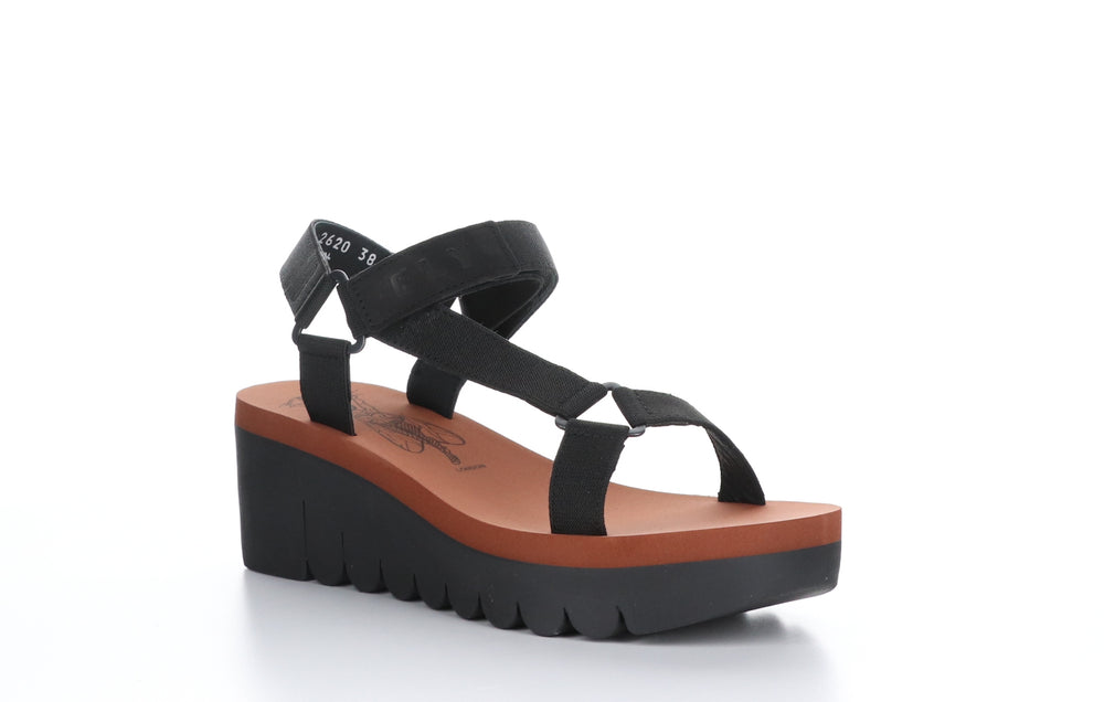 YEFA726FLY Cupido Black (Brick) Velcro Sandals|YEFA726FLY Sandales à Fermeture Velcro in Noir