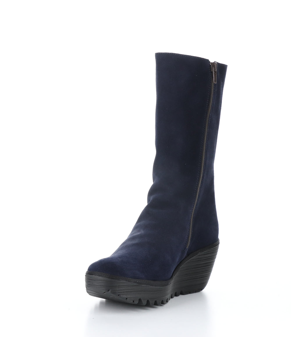 YEMY408FLY 003 NAVY Round Toe Boots