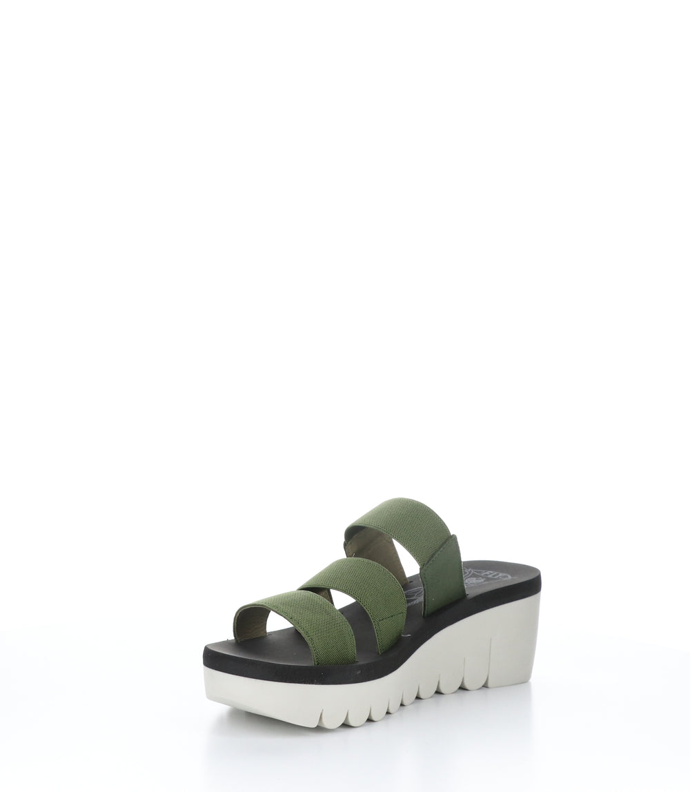 YIAN845FLY MILITARY/BLACK Wedge Sandals|YIAN845FLY Chaussures à Bout Rond in Noir