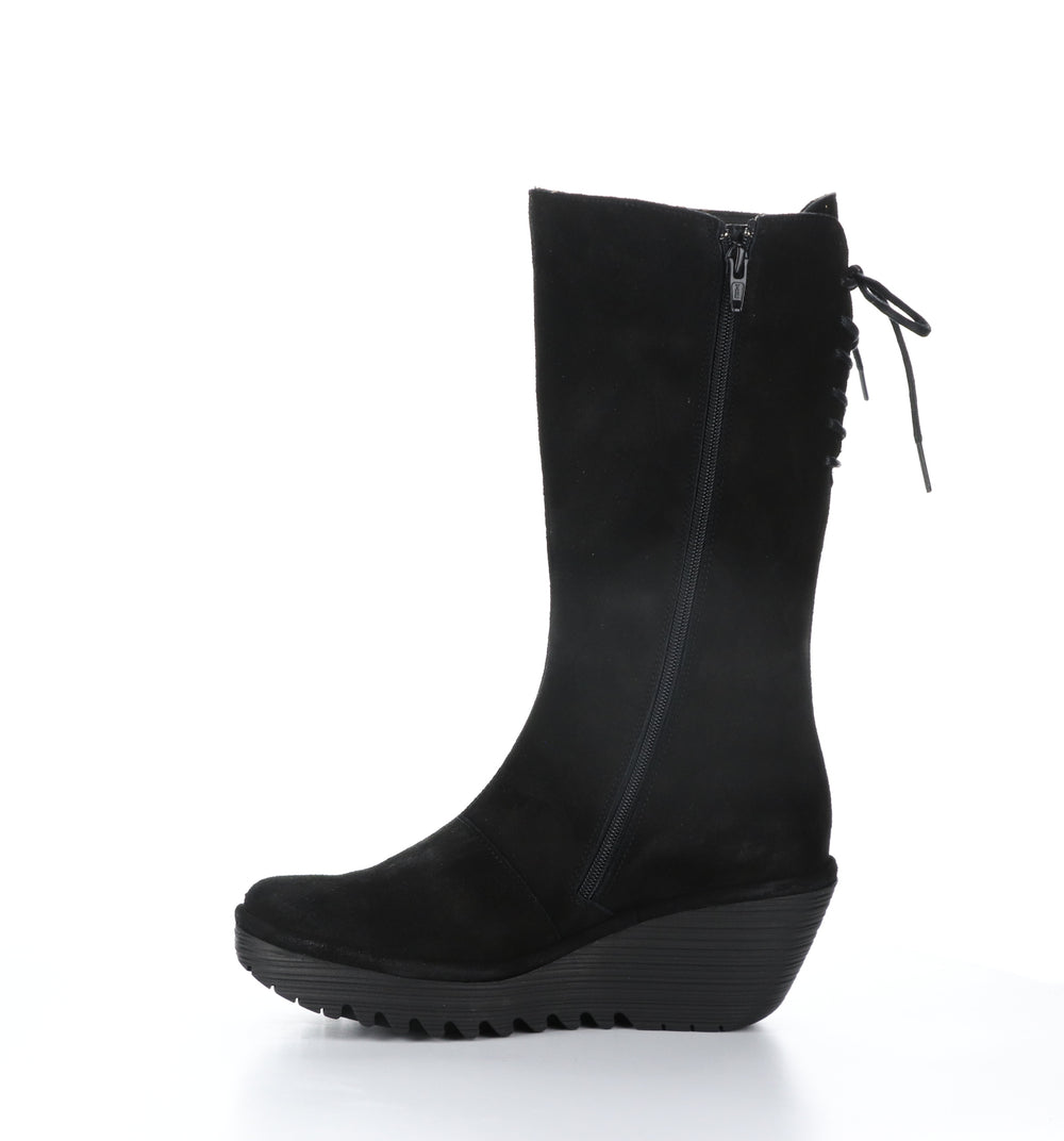 YUMU321FLY Black Zip Up Boots|YUMU321FLY Bottes avec Fermeture Zippée in Noir