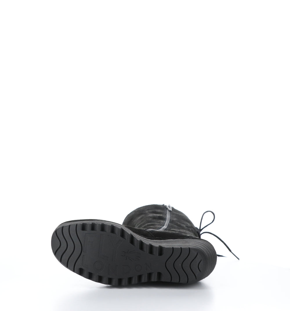 YUMU321FLY Black Zip Up Boots|YUMU321FLY Bottes avec Fermeture Zippée in Noir